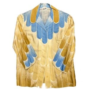 Incredible 70s Vera Neumann silk blouse in a glam western style.